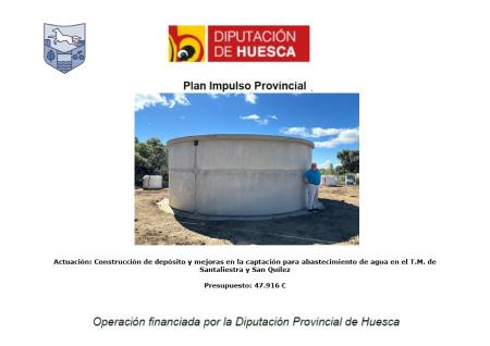 Imagen Construcción de depósito y mejoras en la captación para abastecimiento...