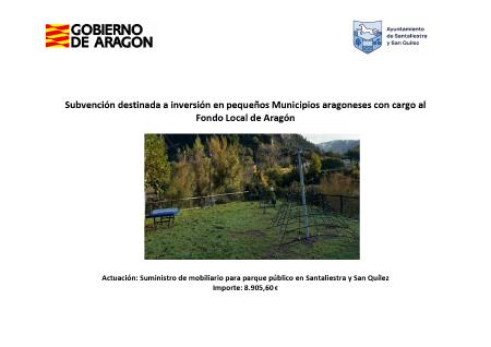 Subvención destinada a Inversión de pequeños Municipios Aragoneses con...